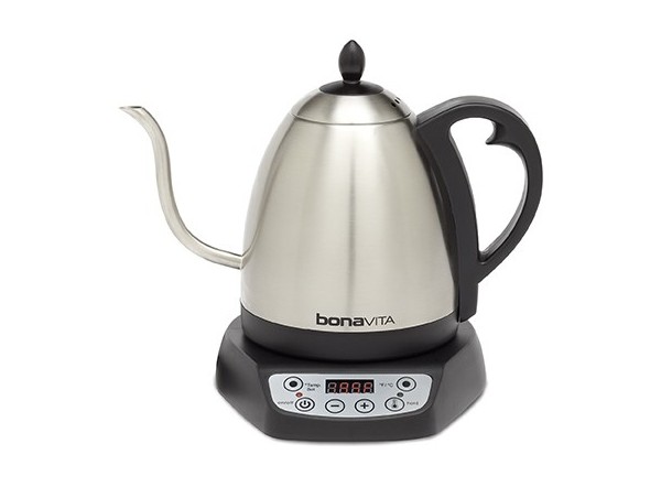 Bouilloire électrique à col de cygne, bouilloire à température variable  pour l'infusion de thé au café, bouilloire en acier inoxydable de 0,9 L,  maintien de la température, chronomètre intégré 